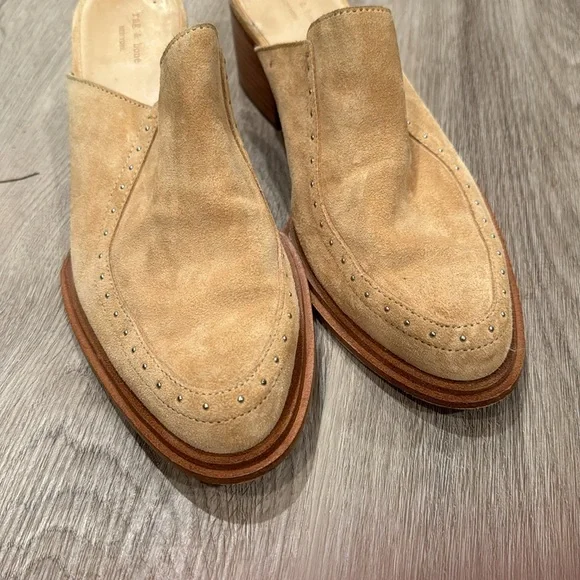 Rag & Bone Weiss Dune Suede Studded Mules - Picture 2 of 5